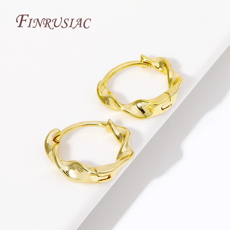 Женские серьги-кольца 18K позолоченные Круглые витые серьги Женские ювелирные аксессуары Маленькие кольца серьги