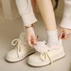 Флисовые утепленные кеды женские зима 2025 новые на толстой подошве маленькие белые туфли зимние пушистые женские туфли зимняя обувь сноубутсы хлопковые туфли