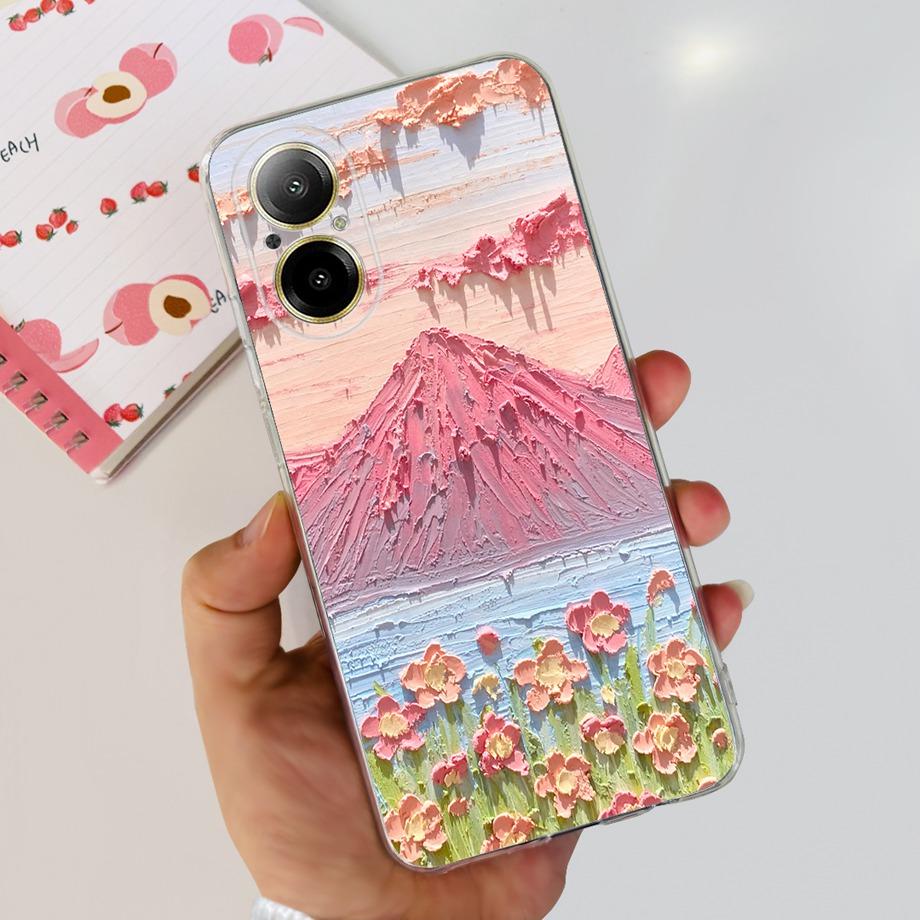 Мягкий ТПУ Бампер Чехлы Для Realme C67 4G RMX3890 Задняя Крышка Тонкий Прозрачный Силиконовый Чехол Для Телефона Женская Мода Рисунок Funda C 67 4G