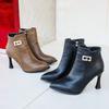 Large Size Pointed High-heeled Fashion Boots Autumn New Thin Heel Side Zipper Thin Professional Short Boots