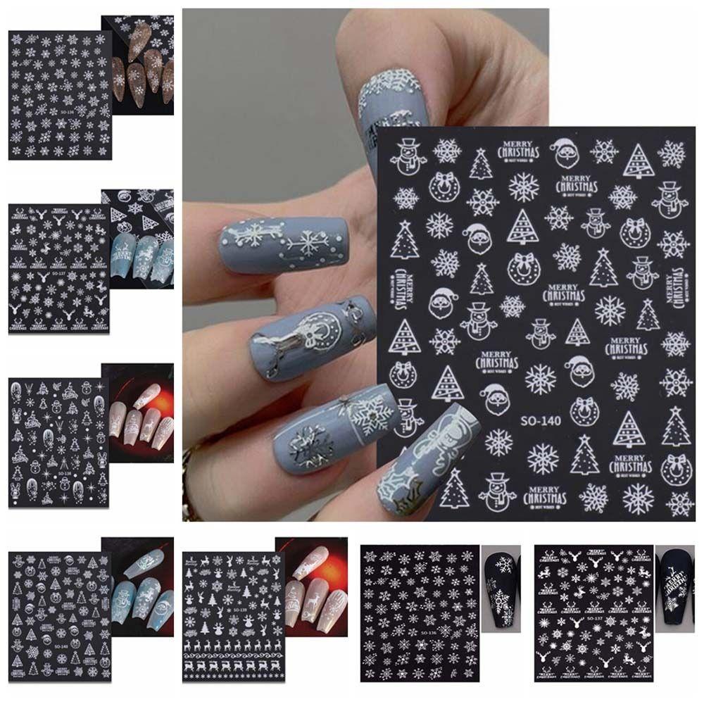 Снежинки Рождественские наклейки для ногтей Санта Клаус Рождественские украшения для ногтей Салон маникюра