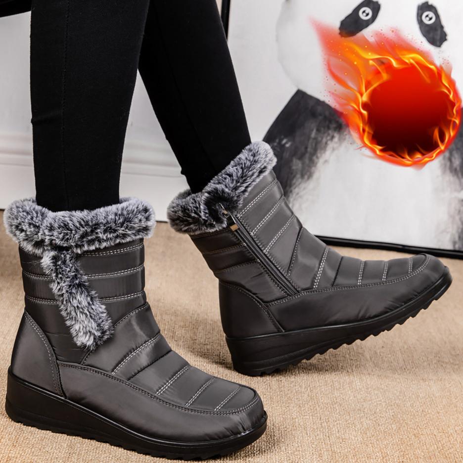 Непромокаемые женские зимние ботинки, коллекция 2024 года, женские зимние ботинки, теплые ботильоны из искусственного меха, женские утепленные плюшевые нескользящие хлопковые ботинки, женские