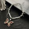 Винтажное металлическое ожерелье с кисточками, преувеличенное женское колье-чокер, шикарное ожерелье с бабочкой и жемчугом для женщин