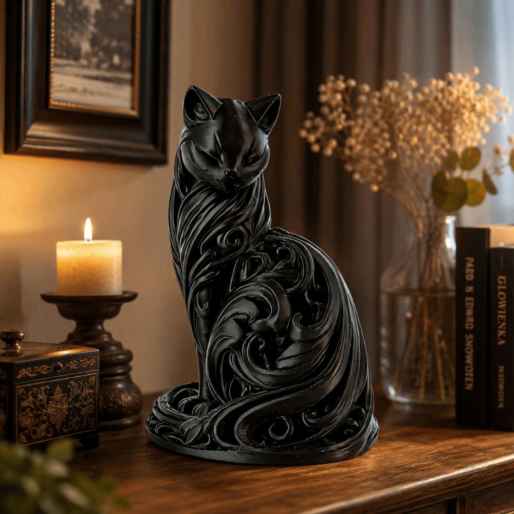 Cute Desktop Cat Ornaments 3D Printed Sitting Cat Sculpture Cat Statue Bedroom Decor
