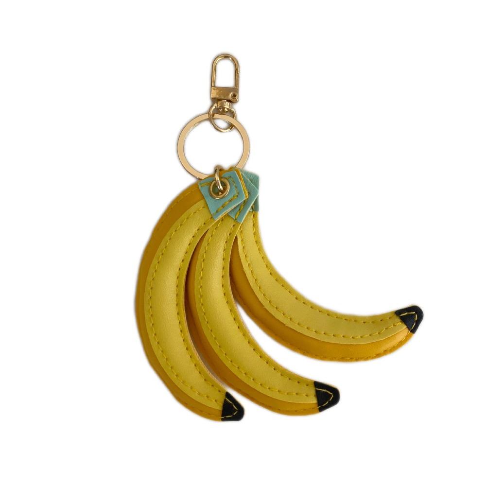 Cute Fashion PU Leather Pendant PU Banana Fruit Key Ring Creative Fruit Banana Keychain Female
