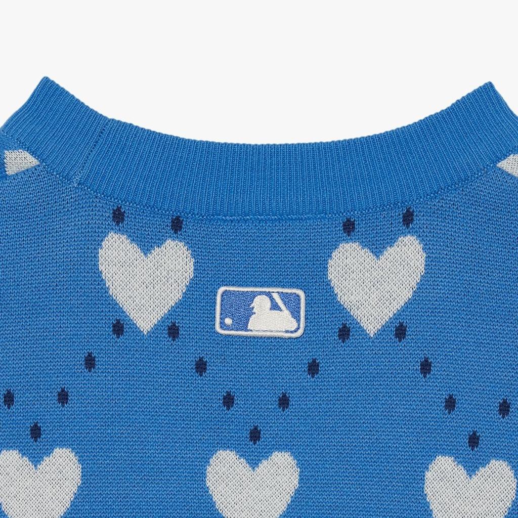 MLB Бостон Ред Сокс Сердечный Жаккардовый Свободный Свитер с Вышивкой Букв Унисекс Синий 3AKPH0131-43BLS