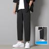 Мужские брюки с эластичным поясом, уличная одежда, тонкие стильные повседневные брюки с прямыми штанинами, популярные универсальные 3D кройки
