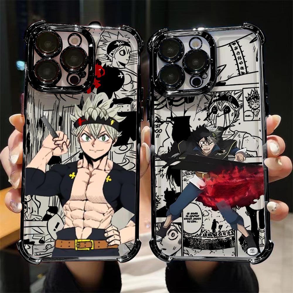 Anime Cool Black Clover Plating Phone Case For iPhone 16e 16 15 14 13 12 11 Pro Max X XR XSMax 7 8 6 Plus Anti-Fall Back Cover