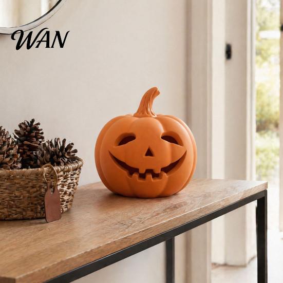 Halloween Pumpkin Ornaments Lantern Ornament, Resin Hollow Tabletop Figurine, Festive Seasonal Props Decorative Table Centerpieces for Thanksgiving