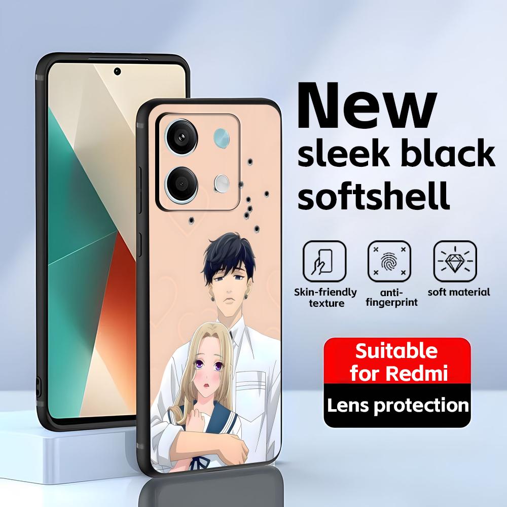 Чехол для телефона «Девушка и её сторожевая собака» для Redmi Note 14 13 12 11 Pro Plus S 5G 14C A3, мягкий черный чехол