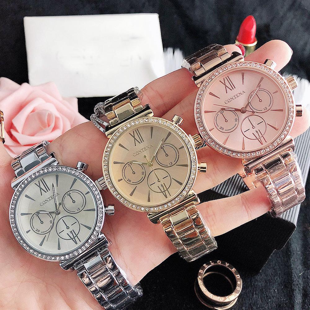 New Women's Fashion Diamonds Watches Gold Alloy Strap Luxury Ladies Quartz Wristwatches Qualities Female Roman Scale Clock
