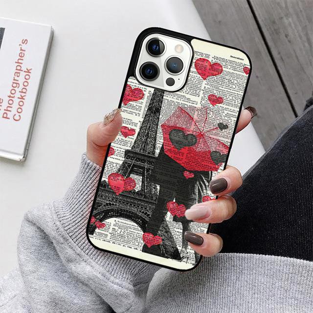 Красный зонт Эйфелева башня Чехол для телефона Для iPhone 17 Air 16 15 14 13 12 Pro Max Plus Max Чехол-оболочка coque