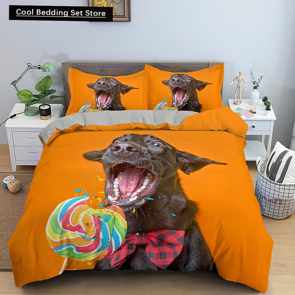 Animal Dog Duvet Cover King Queen Size Kids Cute Pet Puppy Them Bedding Set Corgi Golden Retriever 2/3pcs Polyester Quilt Cover
