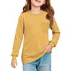 Girls' Long Sleeve Blouse - Round Neck Soft Waist Tunic