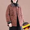 Female Autumn Winter Loose Short Cotton-padded Jacket Women Floral Coat Cotton-padded Jacket Middle-aged Cotton Linen Jacket