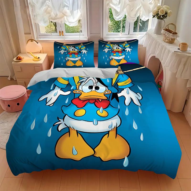 3pcs Dripping Donald Duck Bedding Set, 1 Soft Quilt Cover + 2 Pillowcases, Machine Washable, Suitable for All Seasons, Perfect Gift for Fami