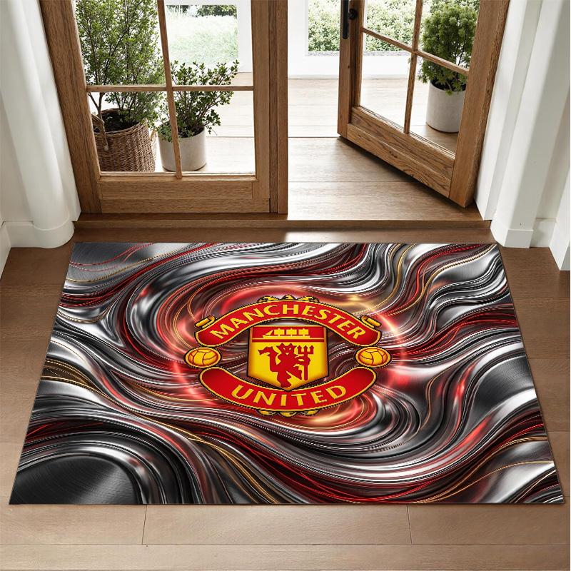 Manchester United Design Crystal Velvet Rug Soft Decorative Mat for Bedroom Entrance