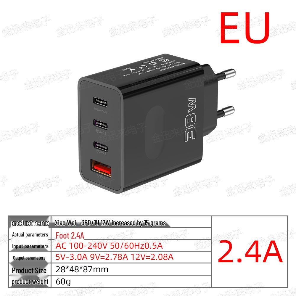 Быстрое USB-зарядное устройство с несколькими портами PD 12 В с вилками EU/US/UK для путешествий