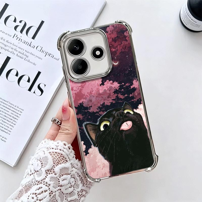 Кот Милый Котенок Мультяшный Покрытие Чехол для Телефона Для Xiaomi Redmi Note 14 15 Pro Plus 13 12 11 11S 11T 10 9S 9 5G Защита от Падения Airbag Co