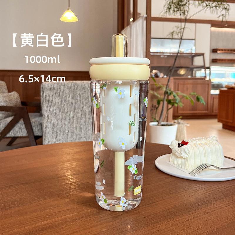 Water bottle water cup summer explosion dopamine water cup advanced light luxury tea separation outdoor portable portable plastic water cup