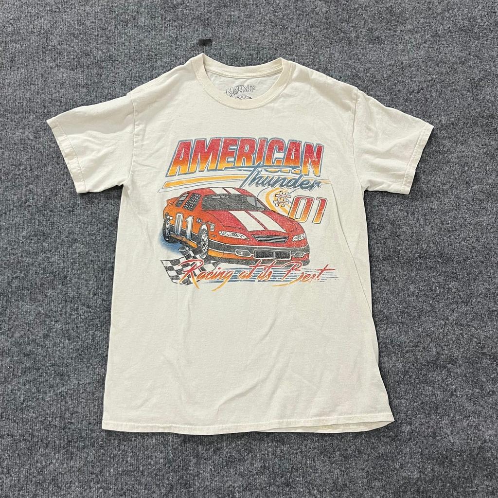 Natives of the Weekend T-Shirt Mens Size M Cream American Thunder Racing Graphic