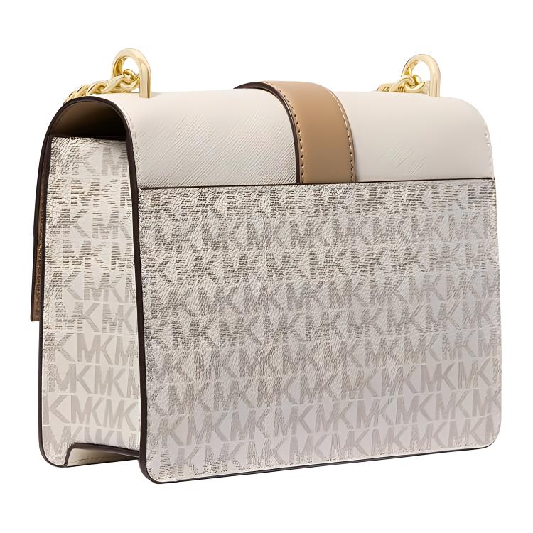 Michael Kors Женская сумка через плечо Mk Greenwich с принтом логотипа из кожи, маленькая, цвет ванильно-белый 35S5GGRC1B-VANILLA-ACRN