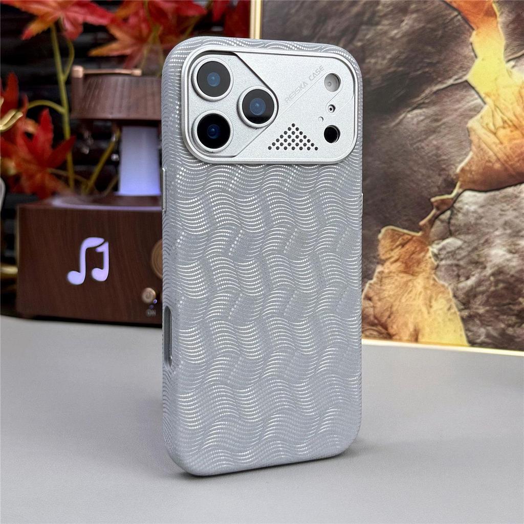 Магнитный чехол из кожи с волнообразным узором для iPhone 17 Pro Max и Защитный кожаный чехол для iPhone 16/15