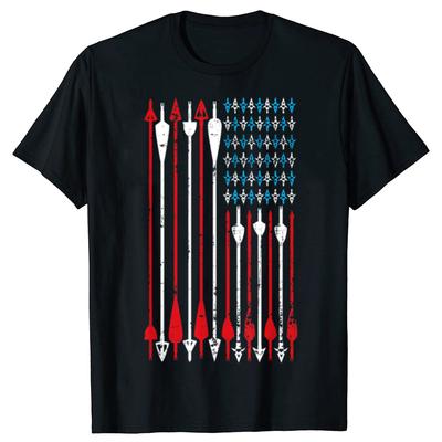 Винтажные Мужские Женские Футболки с Графикой Флага США для Охоты из Лука Модная Повседневная Футболка 100% Хлопок Свободная Большемерная Футболка