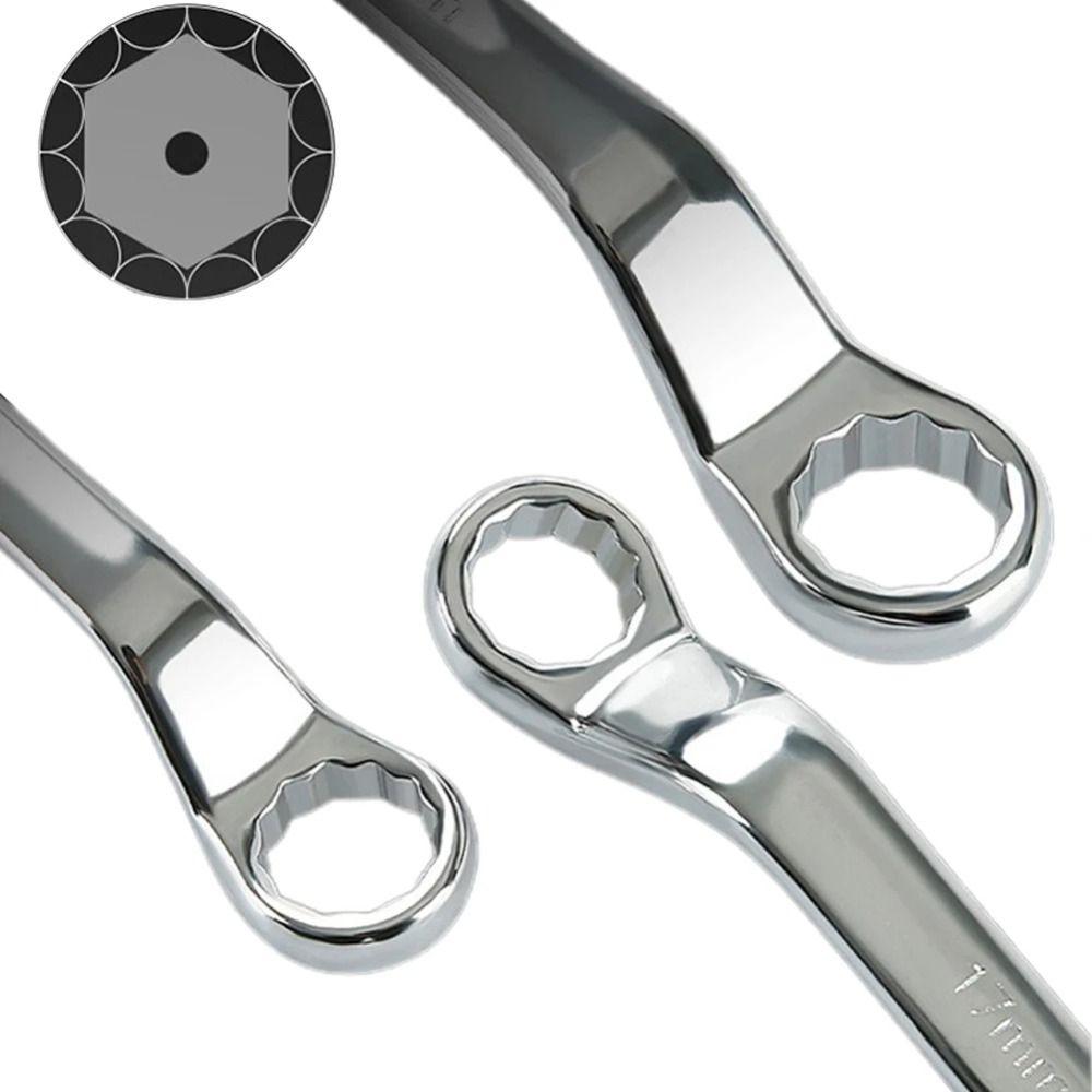 Chrome  Steel Offset Ring Spanner 45-Degree Torx Spanner Double Box End Wrench  Workshop