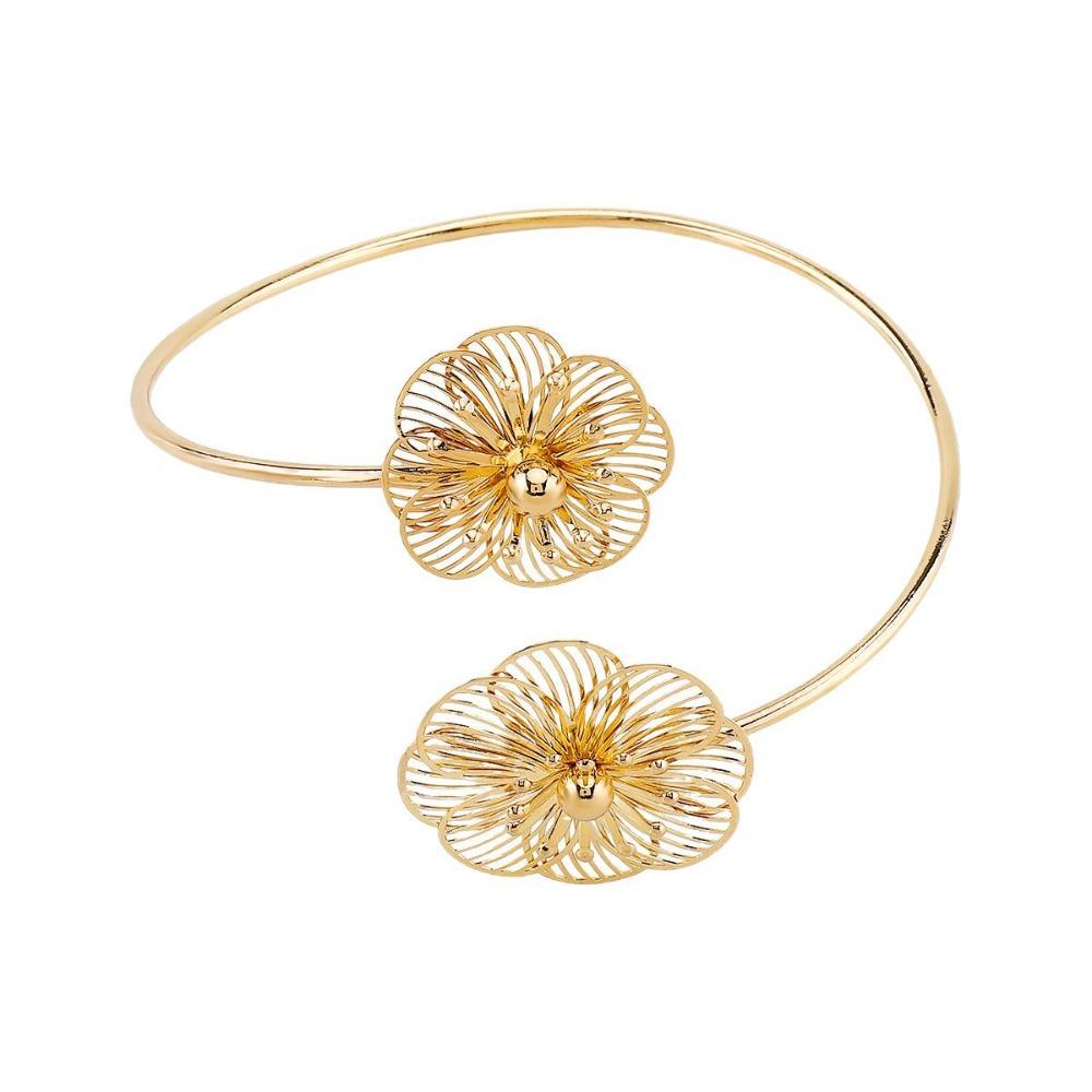 Line Weave Armband Arm Chain Hollow Flower Circle Upper Arm Bracelet Opening Cuff Bracelets Party