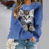 Cute Cat Sweatshirt Soft and Comfortable Long Sleeve Crew Neck Design for Casual Wear - Perfect for Ladies and Girls Wom