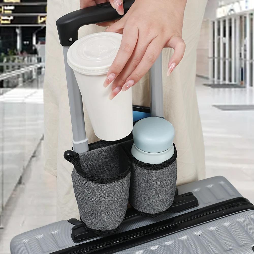 1PC Luggage Travel Cup Holder Oxford Cloth Free Hand Luggage Drink Bag Portable Travel Cup Storage Bag Fits All Suitcase Handles