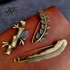 Men Women Brooch Vintage Bronze Safety Pin, Large Feather Bird Leaf Flower Lapel Elegant Pin for Coats, Jackets, Hats, Bags
