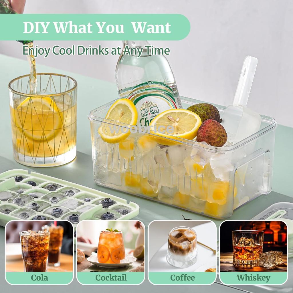 56-сеточный лоток для льда с крышкой и прессом для контейнера, силиконовая форма для кубиков льда, коробка для приготовления льда для бара, гаджет для кухни, аксессуары