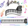 49-Key Hand-Rolled Piano with 16 Tones & 6 Demonstration Songs - Portable Folding Keyboard with Stereo Surround Sound, Usb-Powered