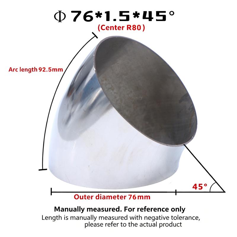 45° Weld Elbow Corrosion Resistant 304 Stainless Steel Butt Weld Pipe Fitting 16-80mm OD for Gas Pipelines