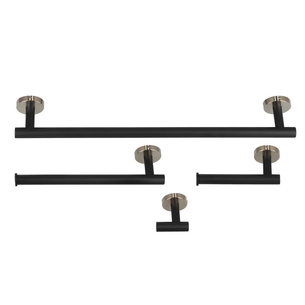 4Pcs Towel Bar Set Stainless Steel Toilet Paper Holder Towel Hooks Rack Bathroom Accessories Black