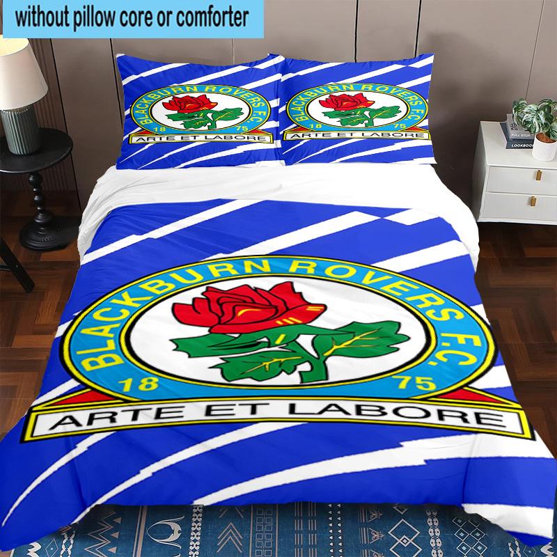 3pcs Blackburn Rovers Crest Football Club Bedding Set Duvet Cover Closure Includes 1 Duvet Cover & 2 Pillowcases Bedding Sets Home Decor Gifts