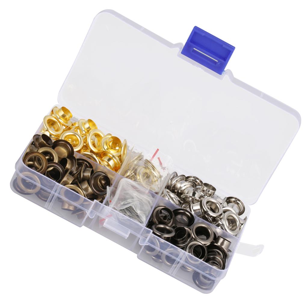 140sets box 8mm Brass Eyelet Grommet Set Craft Clothes Accessories