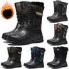Mens Winter Warm Camouflage PU Leather Shoes Thick Heel Patchwork Warm Boots Velvet