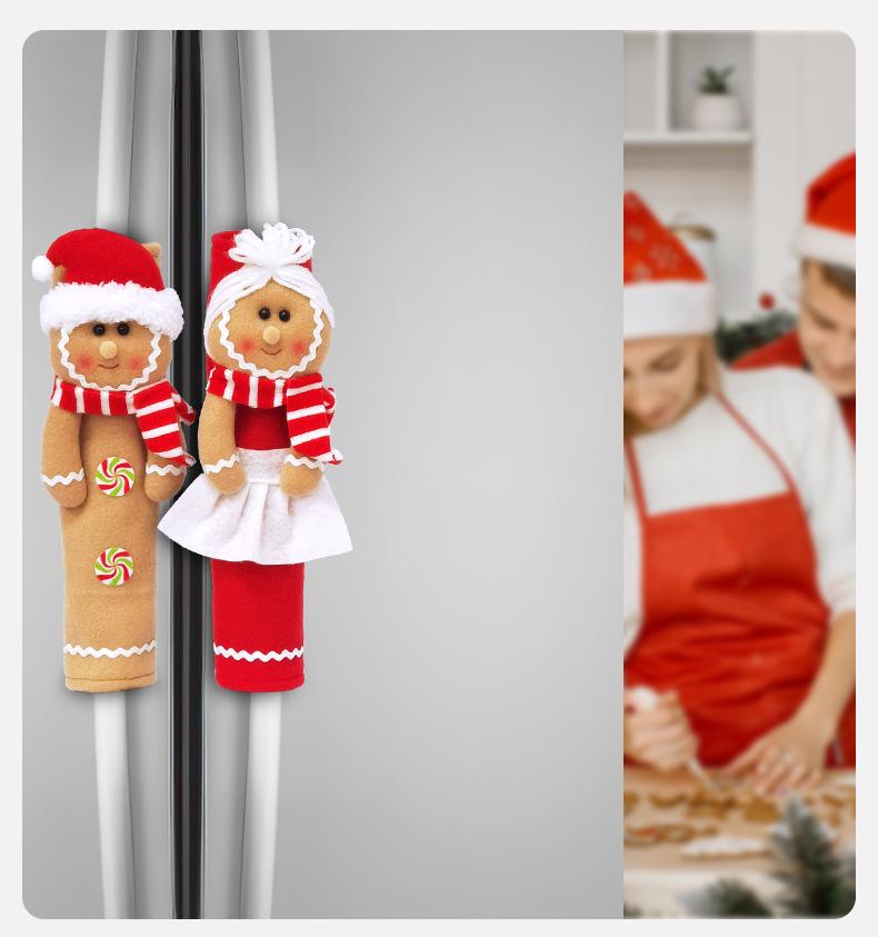 Flannel Gingerbread Man Refrigerator Handle Decoration - Christmas Gift