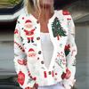 Women's Fashion Long Sleeve Christmas Snowman Snowflake Print Jacket Cardigan