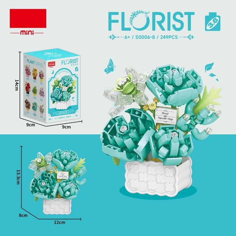 Пластиковая корзина с подсолнухами, гвоздиками, розами, строительные блоки с DIY сборкой для девочек и домашнего декора