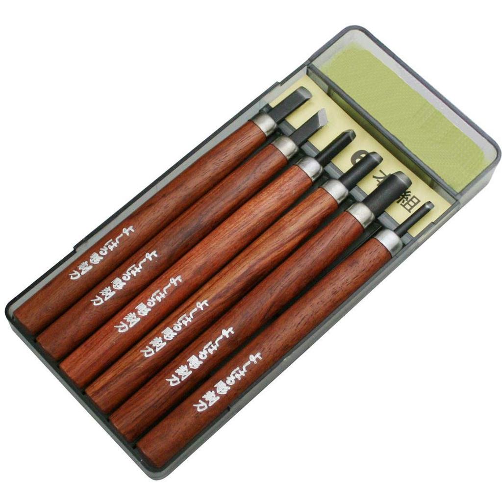 Yoshiharu Cutlery Премиальная сталь Yoshiharu Набор для карвинга из 6 предметов в пластике Ножи, Чехол, HP-6