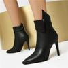 Women's High Heel Ankle Boots Autumn and Winter New Solid Color Simple Pointed Thin Heel Large Size Ankle Boots