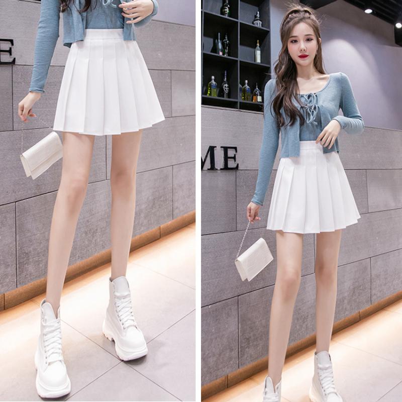 Летняя женская повседневная плиссированная юбка, однотонная женская короткая юбка, модная универсальная женская полуюбка