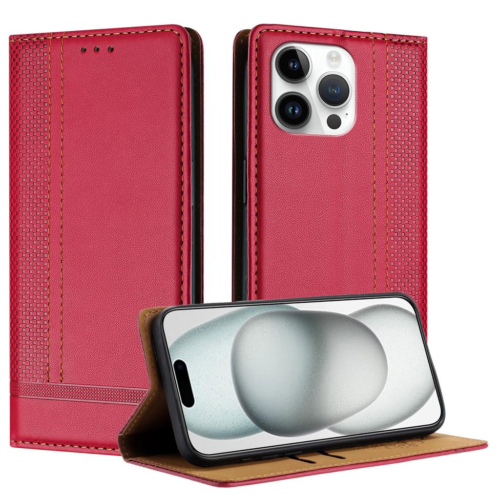 Чехол-книжка из кожи с тиснением Litchi Grain для iPhone 6,7,8 серий, iPhone X серий, iPhone 11,12,13,14,15 серий, iPhone SE серий