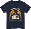 Yellowstone train station cowboy tshirt western mountain sunset gift tee top