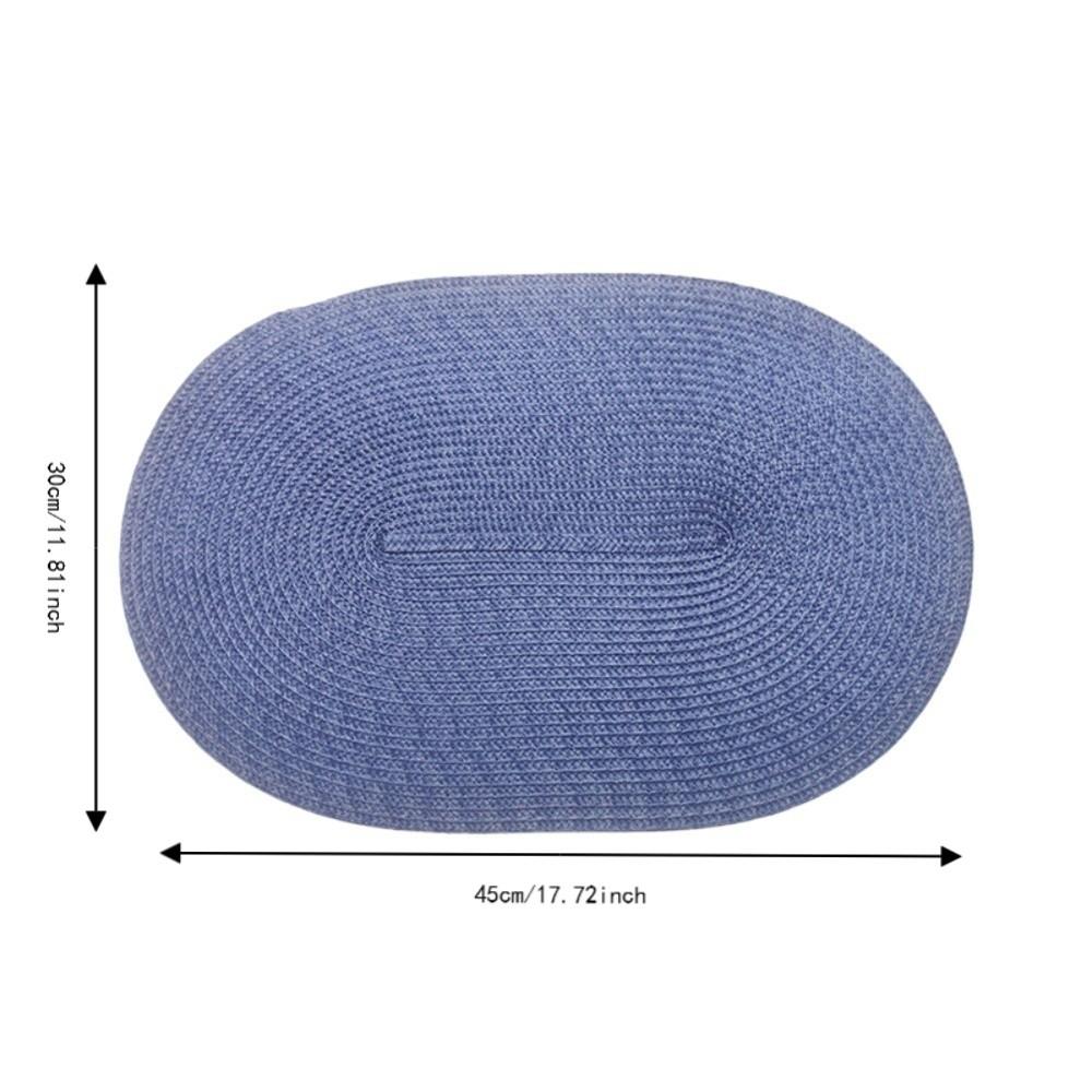 4pcs Blue Rattan Place Mats 11.81 X 17.72in Wicker Tablemats Boho Braided Placemats Dining Table