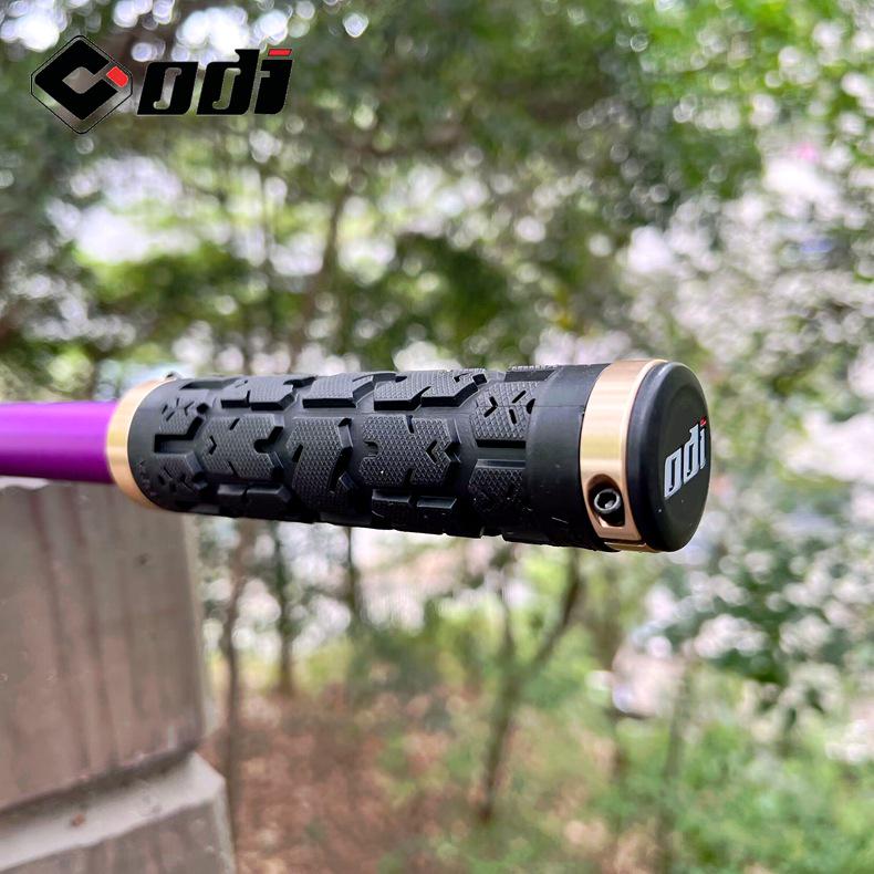 ODI Non-Slip Shock Absorption Double Lock-on Mountain Bike Grips for Flat and Road Bars.